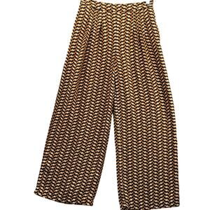 Who What Wear Black Geometric Print High Rise Pleated Wide Leg Pants Women 4
